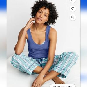 State Of Day Womens Printed Poplin Pajama Pants Nile Blue